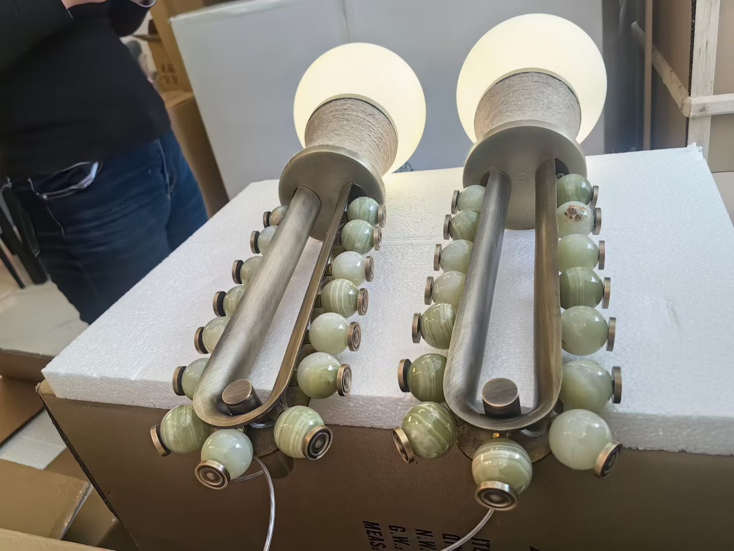 Bohemian stone bead wall sconce