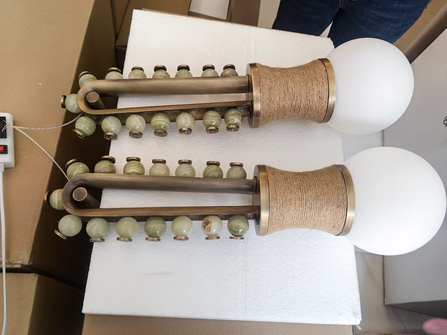 Bohemian stone bead wall sconce