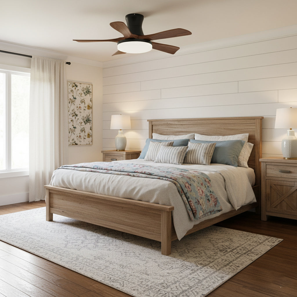 Retro Wood Blade Ceiling Fan Light