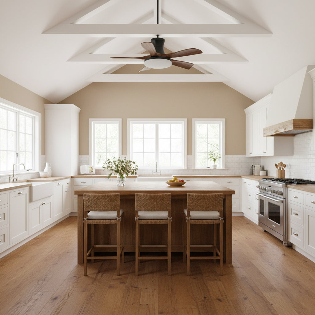 Retro Wood Blade Ceiling Fan Light