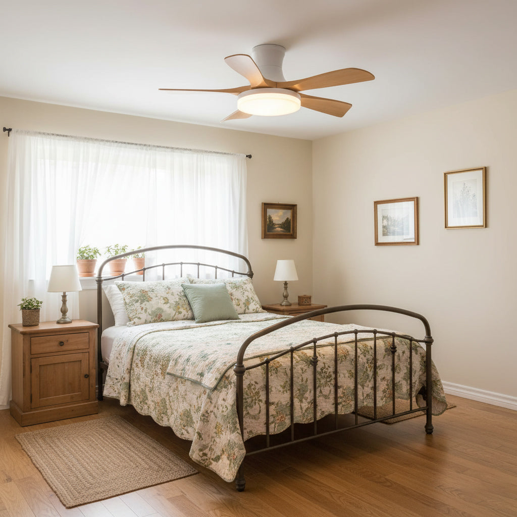 Retro Wood Blade Ceiling Fan Light