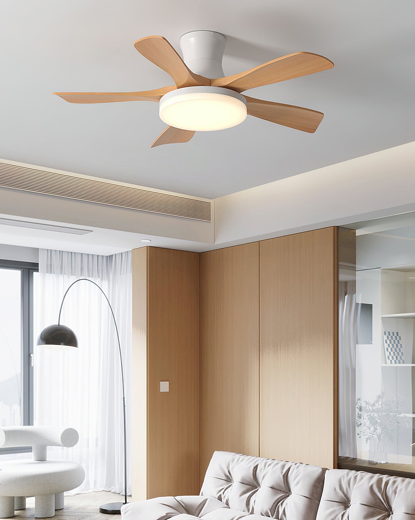 Retro Wood Blade Ceiling Fan Light