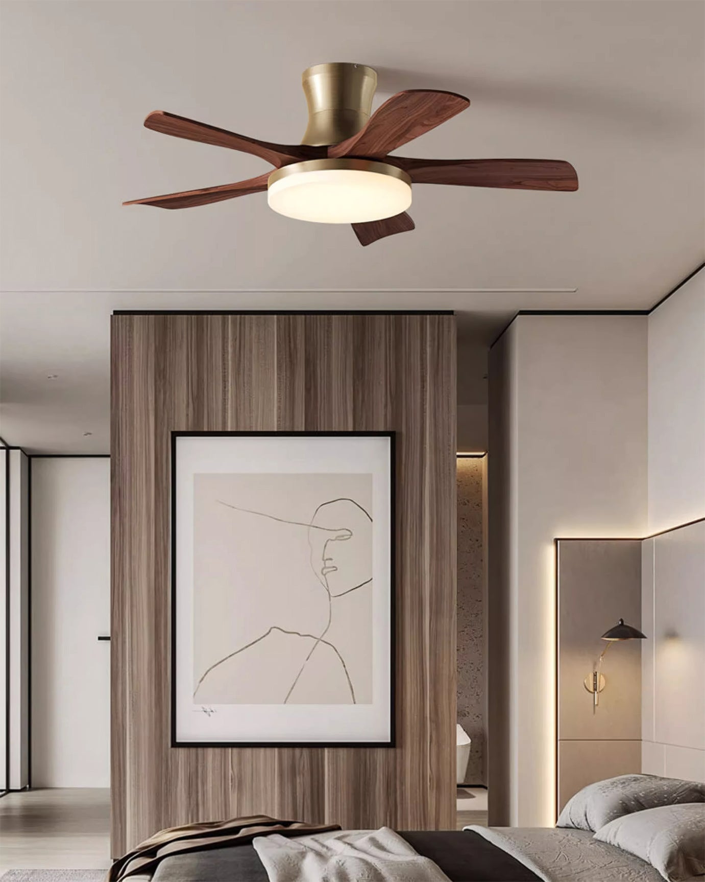Retro Wood Blade Ceiling Fan Light