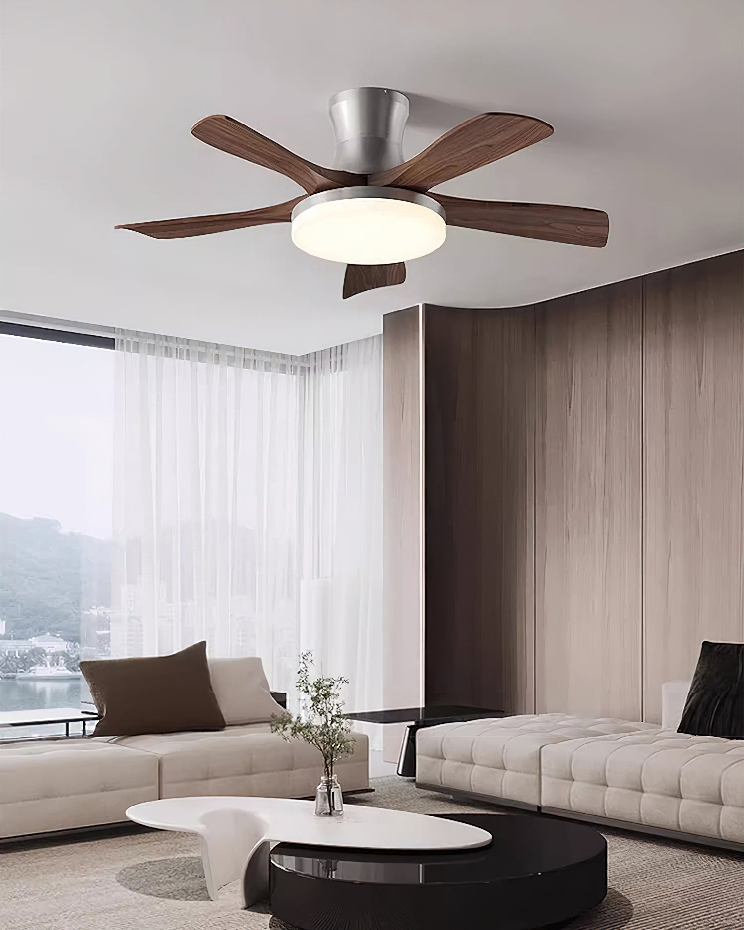 Retro Wood Blade Ceiling Fan Light