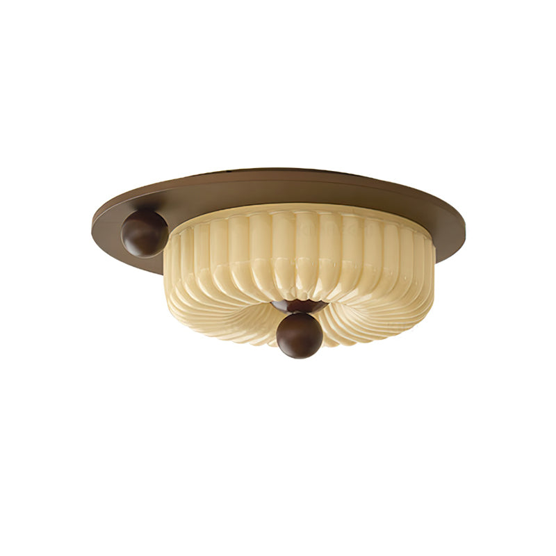 Cream Ribbed Glass Ceiling Light