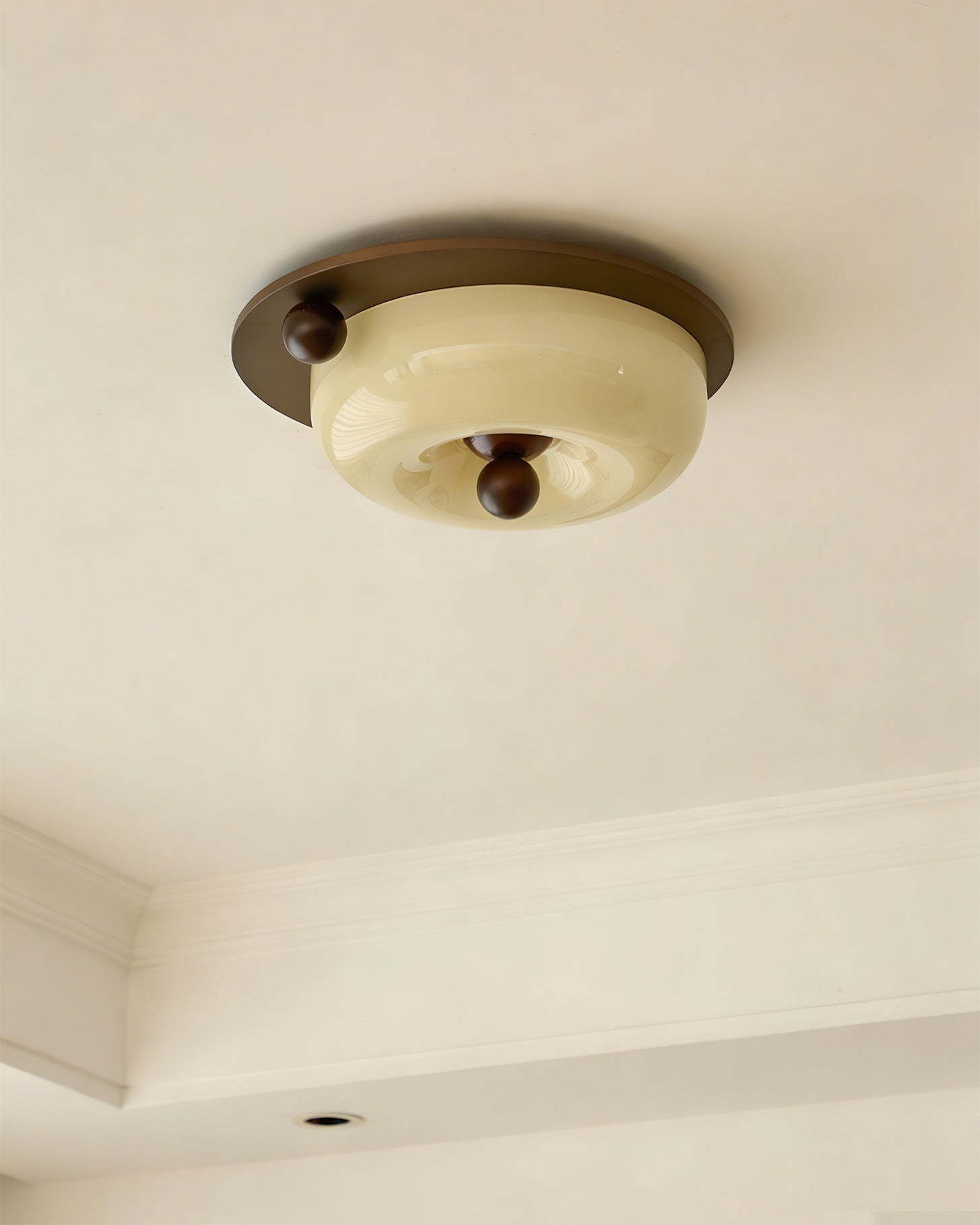 Cream Ribbed Glass Ceiling Light