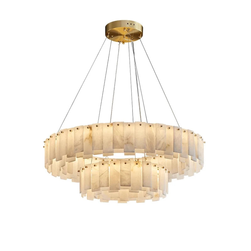 Layered Alabaster Statement Chandelier