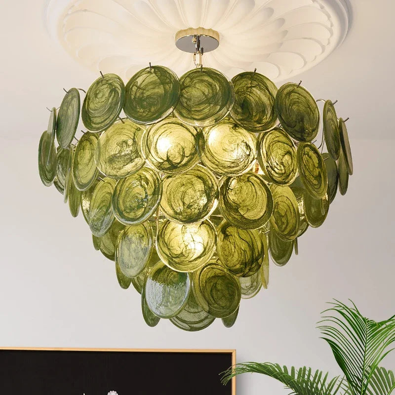 Murano Dark Green Glass Pendant Light