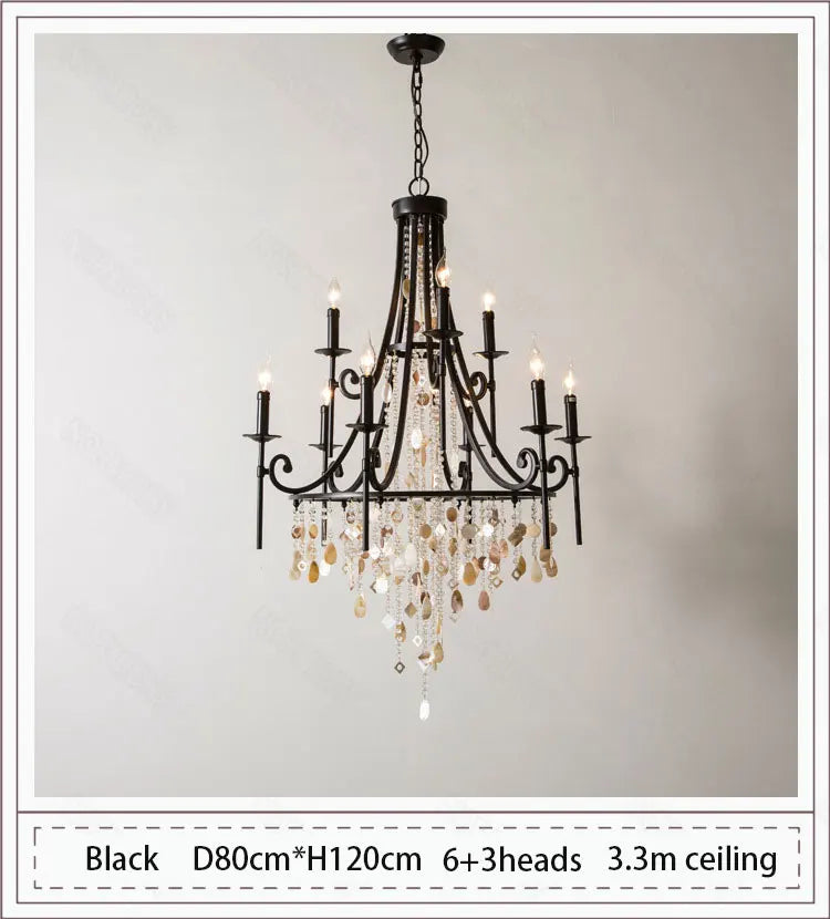 American style duplex crystal chandelier villa living room staircase light