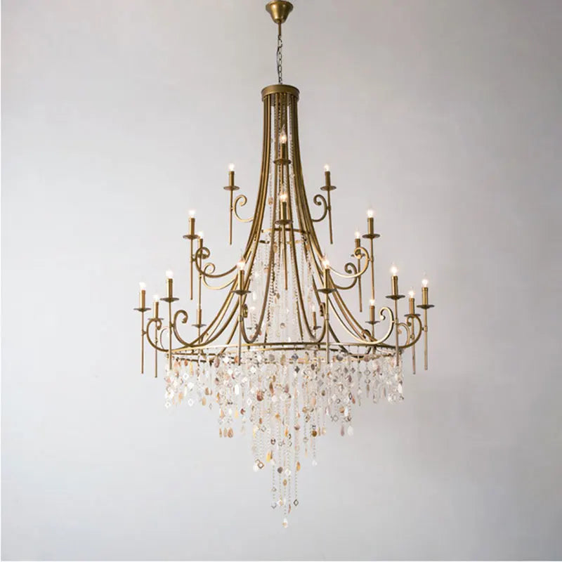 American style duplex crystal chandelier villa living room staircase light