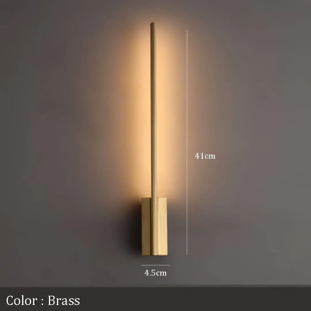 Modern Minimalist Brass Wall Sconces LED 4000K Wall Lamp for Bedroom Bedside Long Wall Light Home Decor Black Wall Lighting