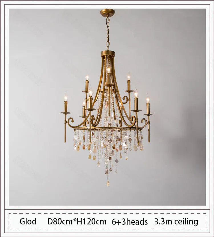 American style duplex crystal chandelier villa living room staircase light