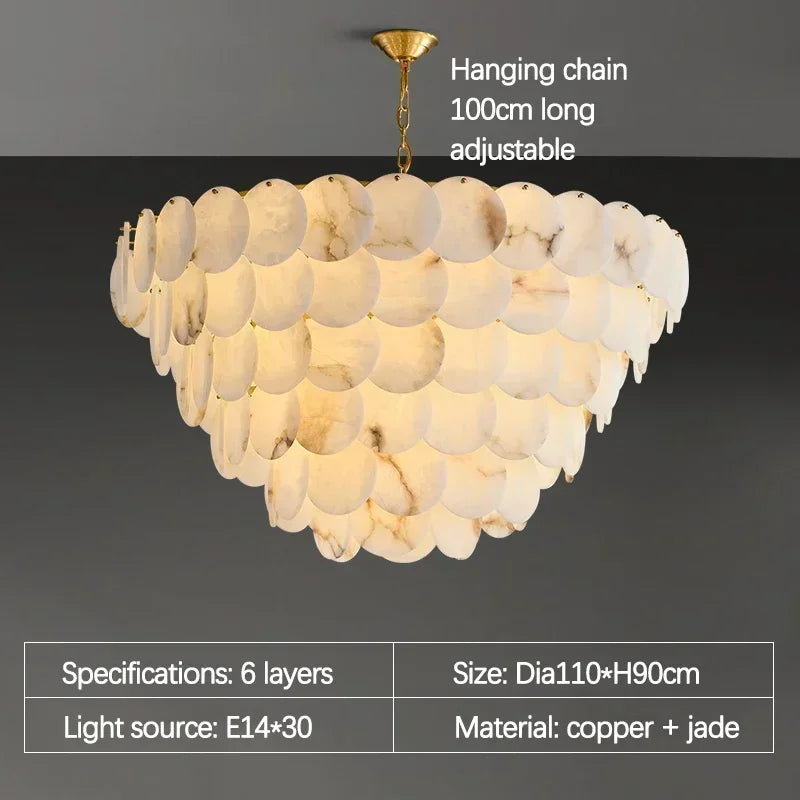 Natural Marble LED Dimmable Ceiling Chandelier