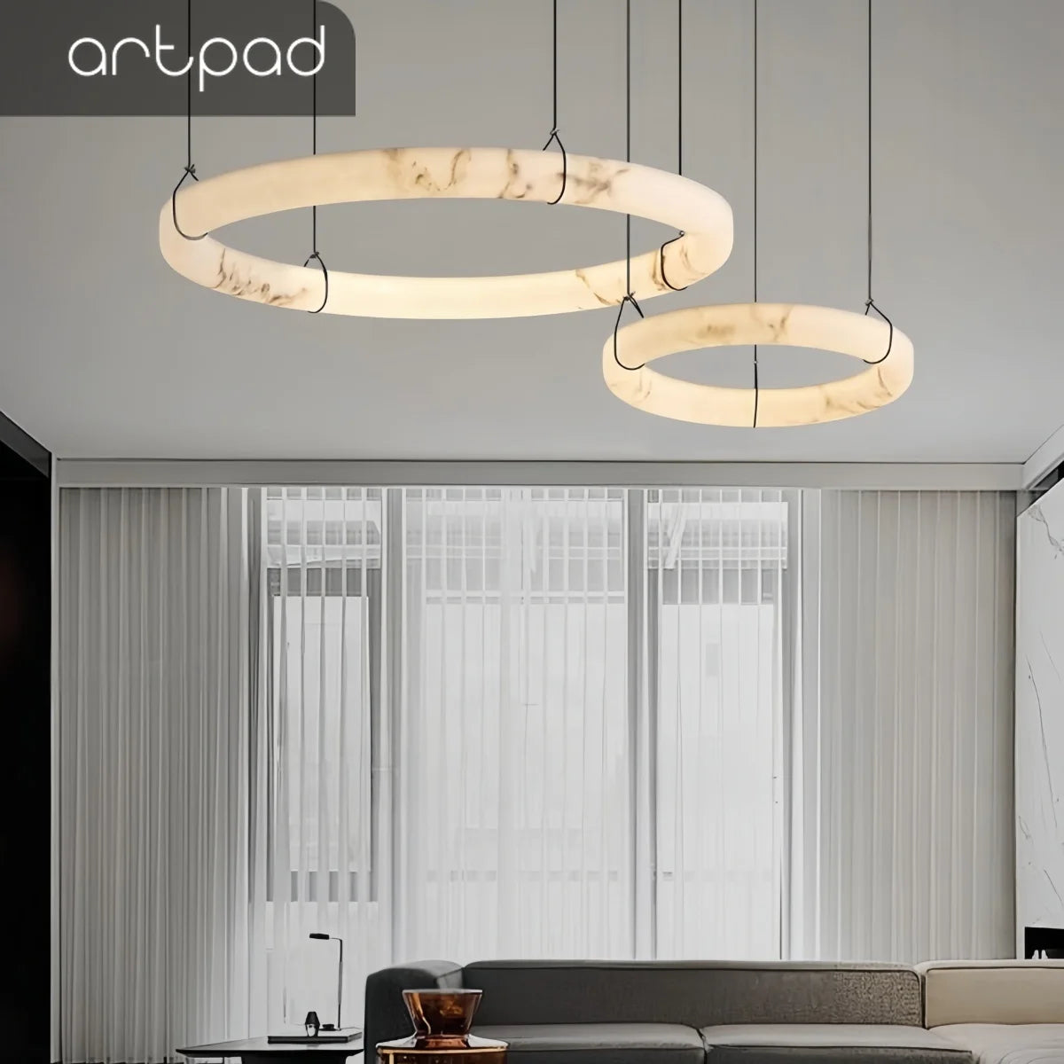 Minimalist artificial marble lamp living room LED pendant light