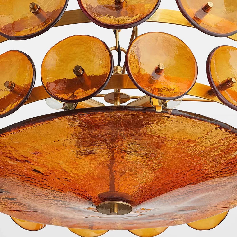 French Murano retro brown glass living room pendant light