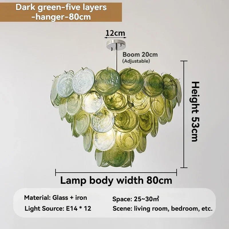 Murano Dark Green Glass Pendant Light