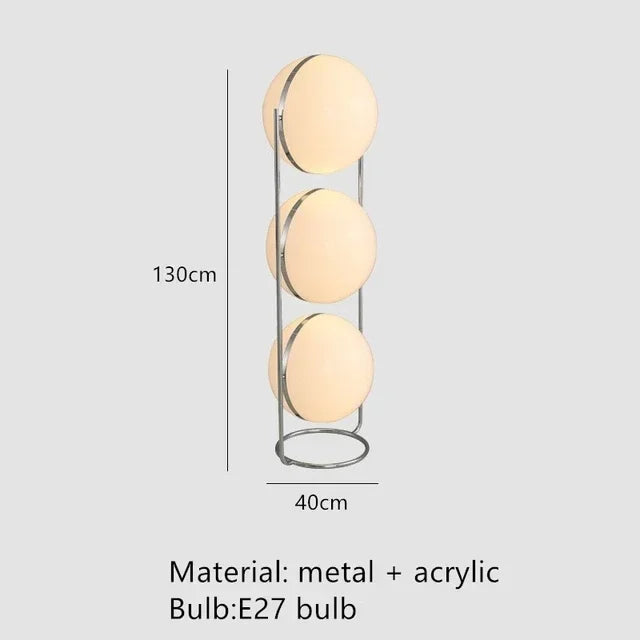 chrome metal white acrylic ball floor lamp