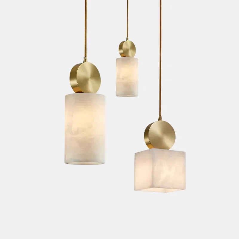 Nordic Gold Copper Marble LED Pendant Lamp