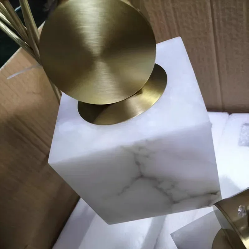 Nordic Gold Copper Marble LED Pendant Lamp