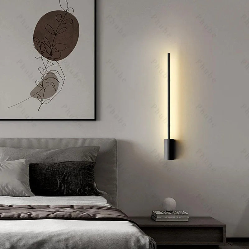 Modern Minimalist Brass Wall Sconces LED 4000K Wall Lamp for Bedroom Bedside Long Wall Light Home Decor Black Wall Lighting