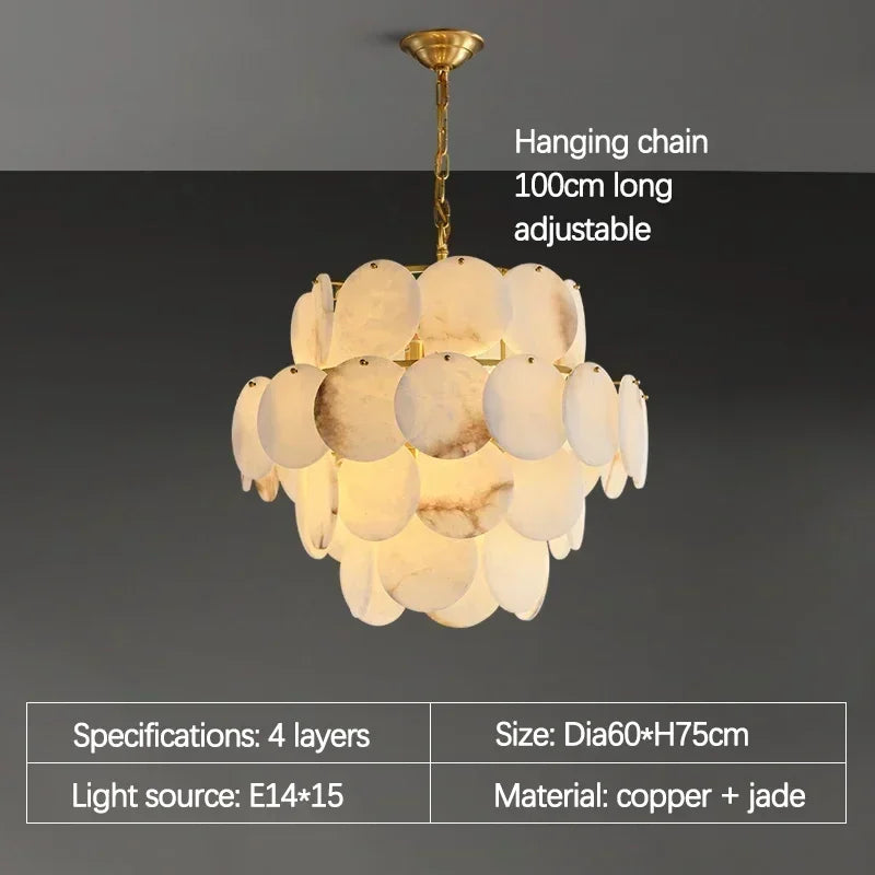 Natural Marble LED Dimmable Ceiling Chandelier