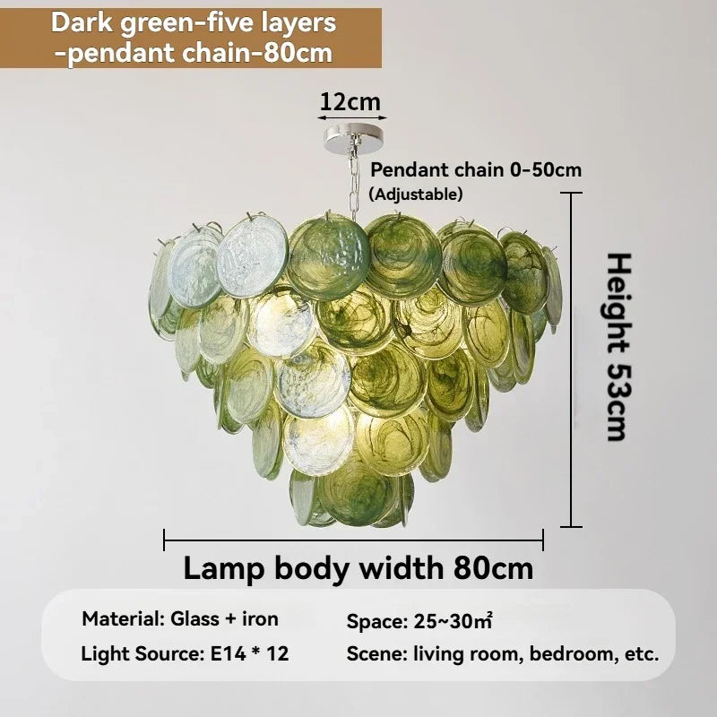 Murano Dark Green Glass Pendant Light