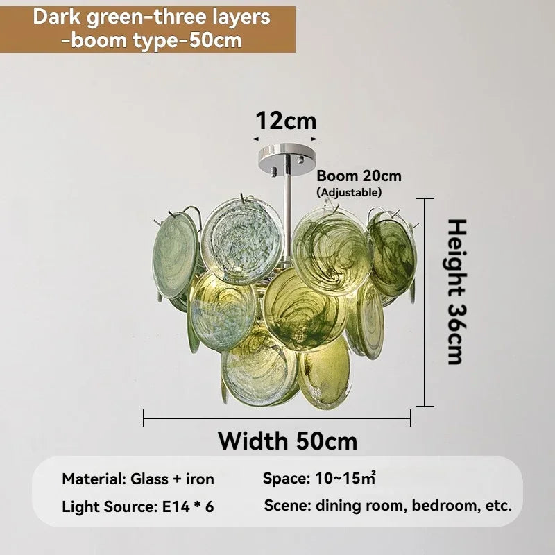 Murano Dark Green Glass Pendant Light