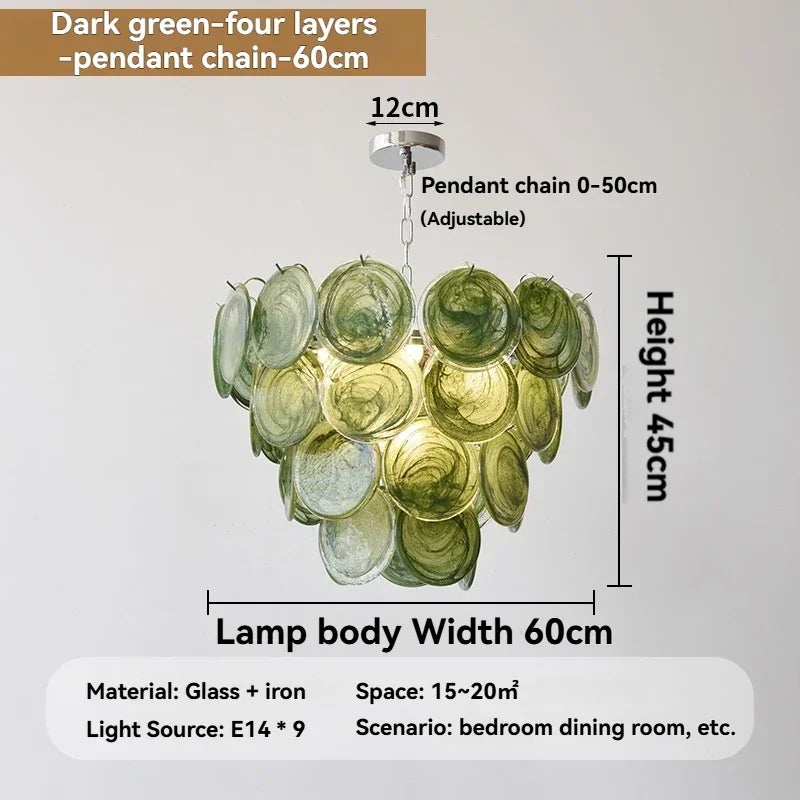 Murano Dark Green Glass Pendant Light