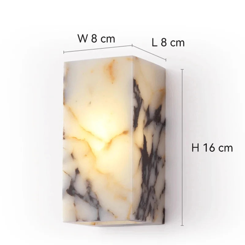 Luxury Black Cuboid Natural Stone Wall Lamp High-end Bedroom Bedside LED Sconce Living room Bathroom Waterproof Lighting Fixture