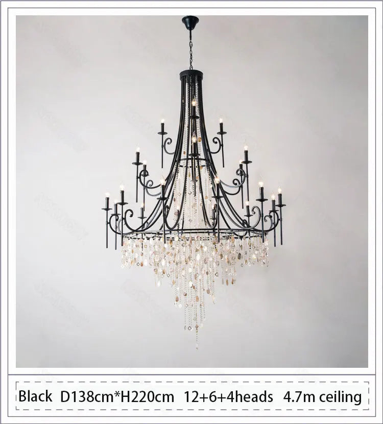American style duplex crystal chandelier villa living room staircase light