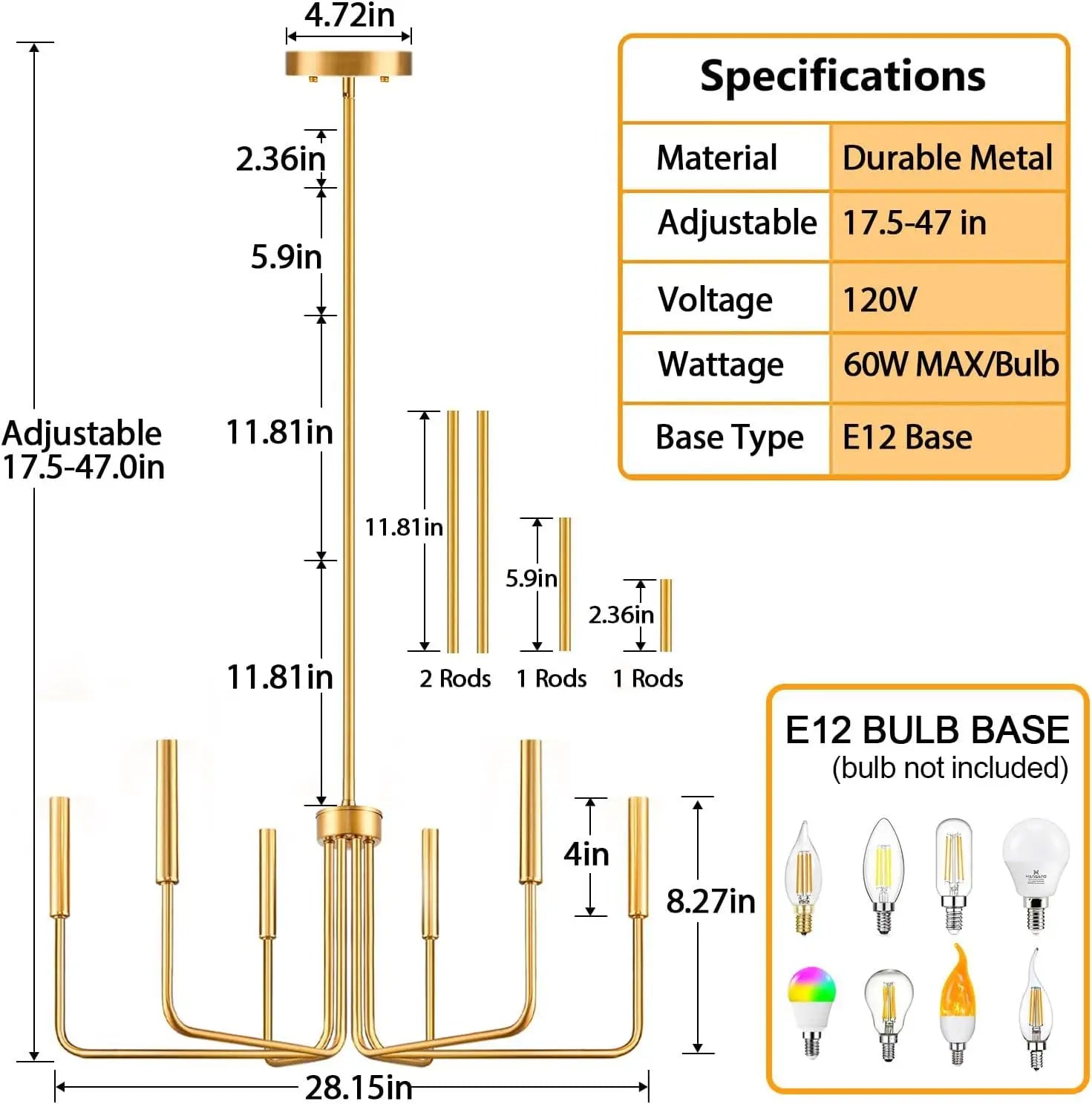 Retro Loft Candle Chandeliers AC110-260V