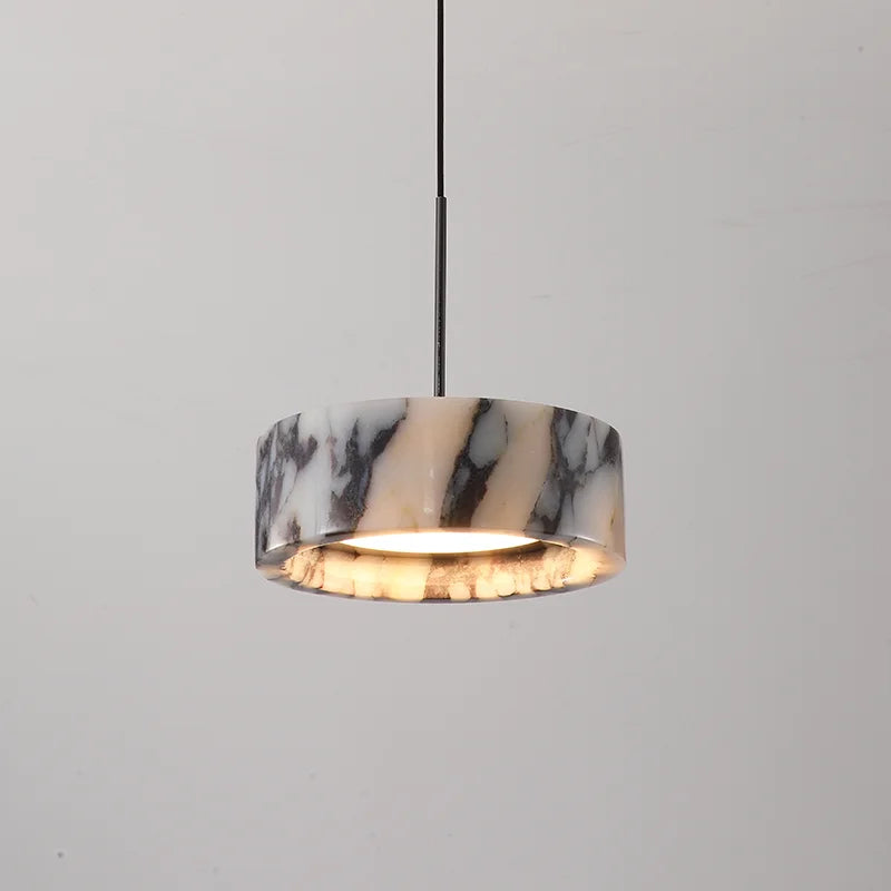 Luxury Black Round Natural Stone Pendant Lamp