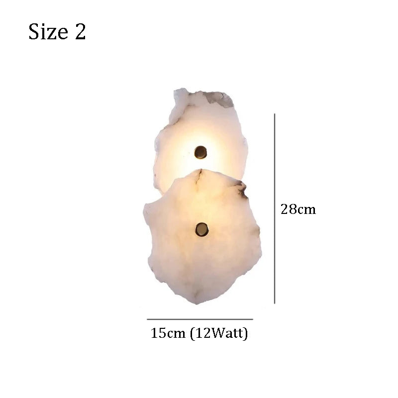 Spanish Alabaster Marble Wall Lamp For Bedroom Modern Big Wall Sconce For Living Room Stair Walkway Creative Mirror Wall Light