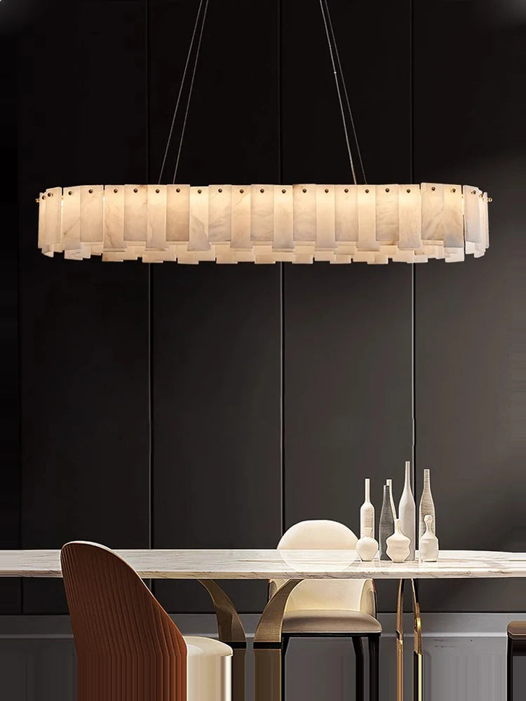 Layered Alabaster Statement Chandelier