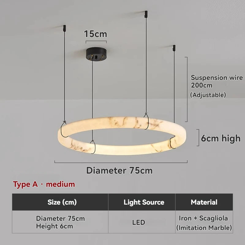 Minimalist artificial marble lamp living room LED pendant light