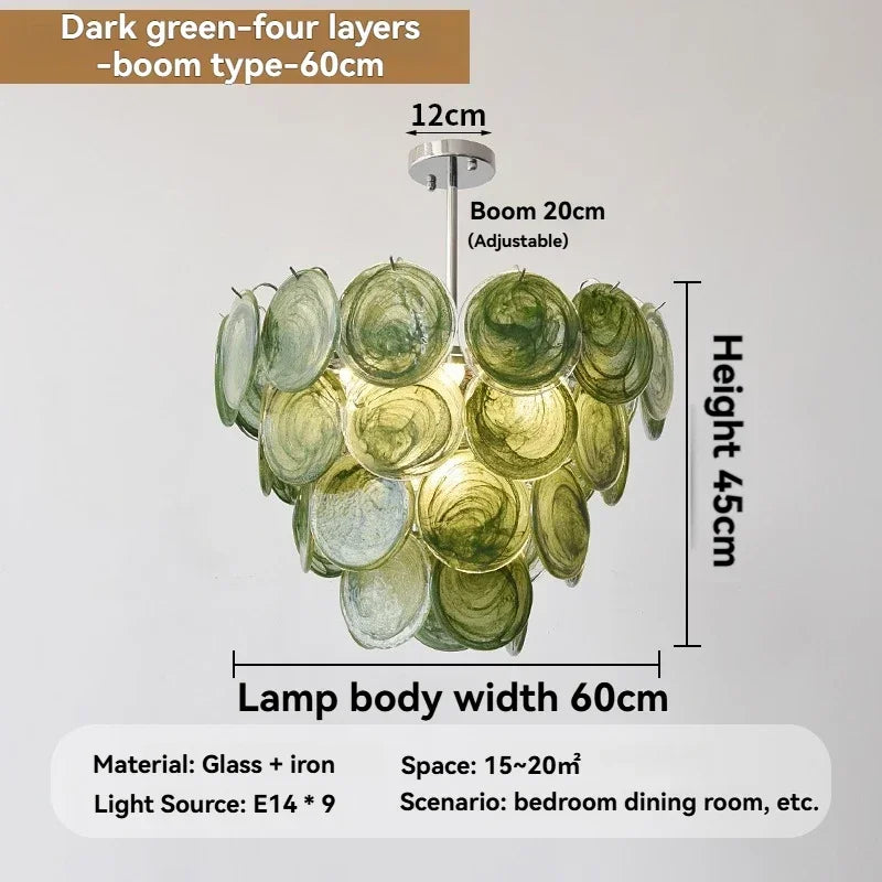 Murano Dark Green Glass Pendant Light