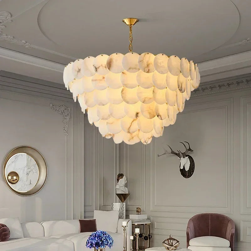 Natural Marble LED Dimmable Ceiling Chandelier