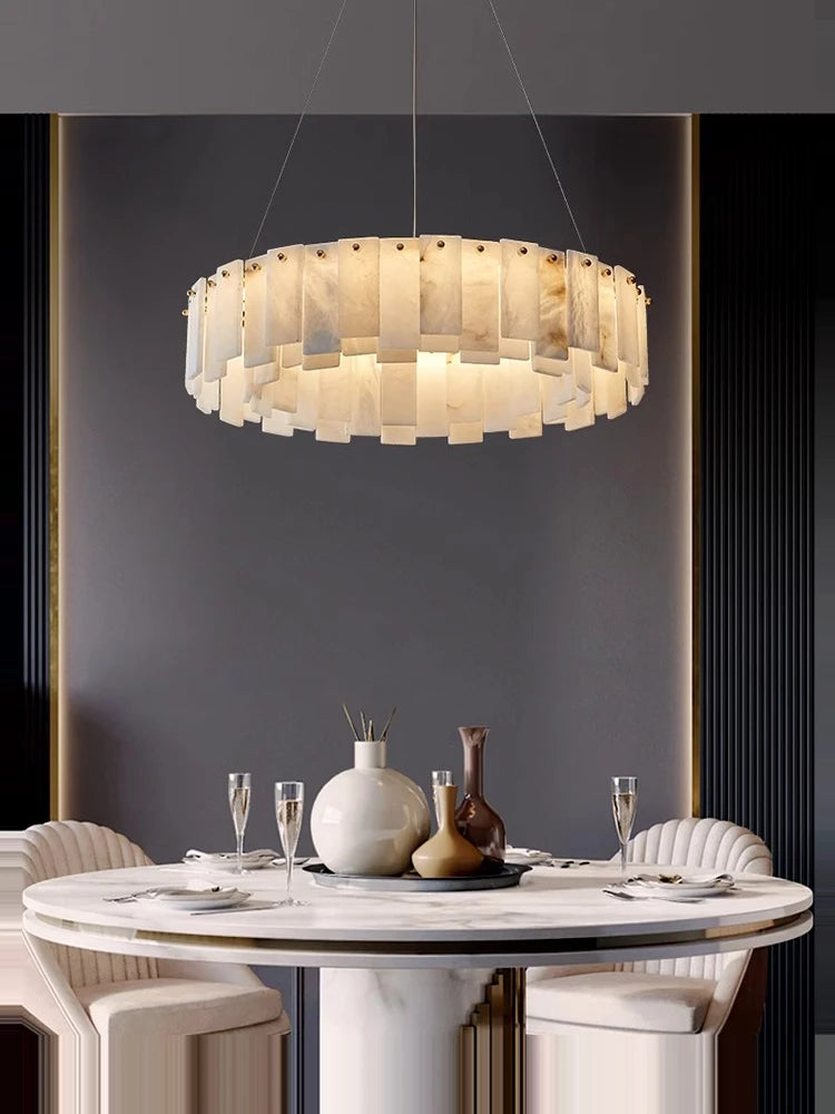 Layered Alabaster Statement Chandelier
