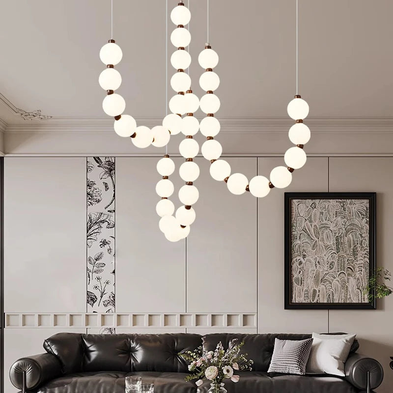 Modern minimalist white glass living room LED pendant light