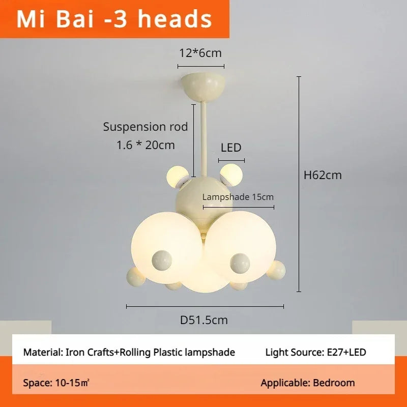 Nordic Minimalist Ceiling Chandelier French Cream Style Led Hanging Lamp for Children's Room Bedroom Home Decor Lighting Fixture