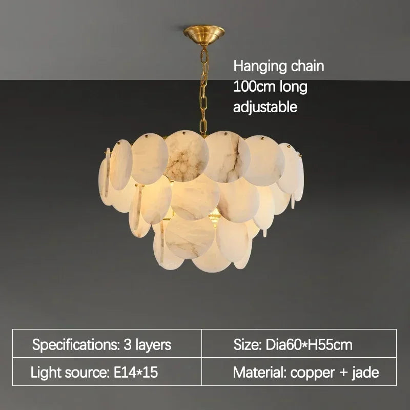 Natural Marble LED Dimmable Ceiling Chandelier