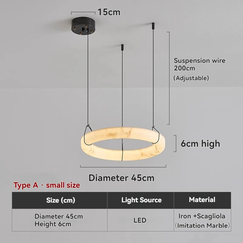 Minimalist artificial marble lamp living room LED pendant light