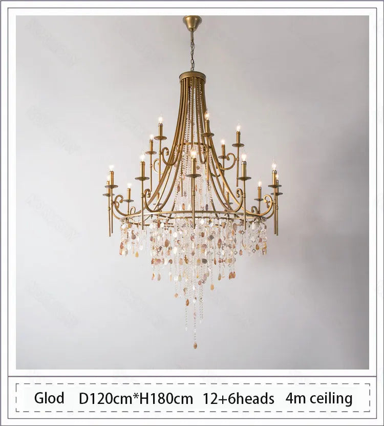 American style duplex crystal chandelier villa living room staircase light