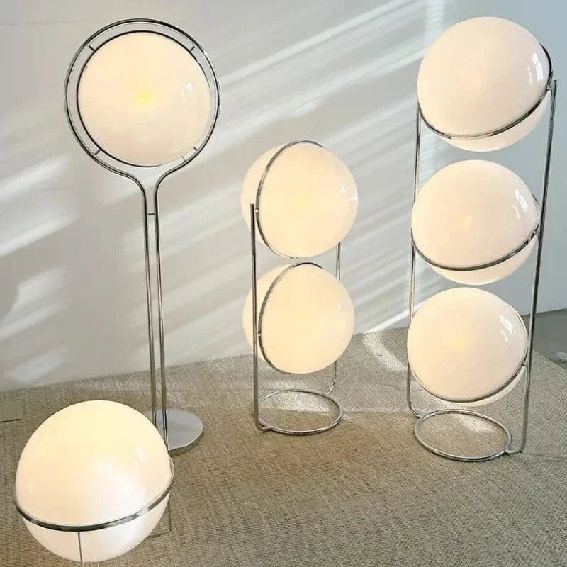 chrome metal white acrylic ball floor lamp