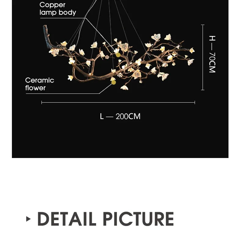 New Italian Light Luxury Copper Ceramic Living Room Ceiling Light