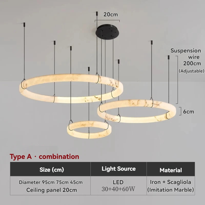 Minimalist artificial marble lamp living room LED pendant light