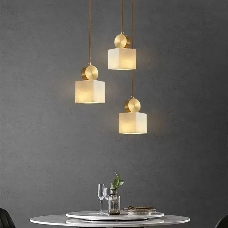Nordic Gold Copper Marble LED Pendant Lamp