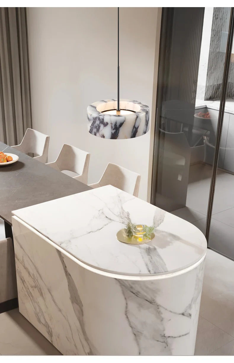 Luxury Black Round Natural Stone Pendant Lamp