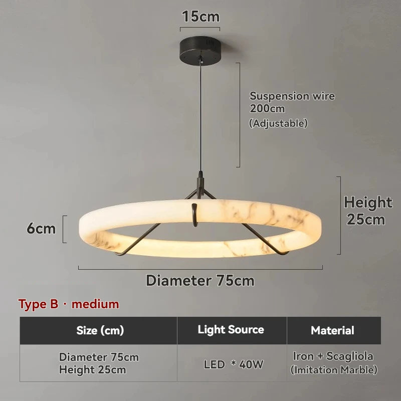 Minimalist artificial marble lamp living room LED pendant light