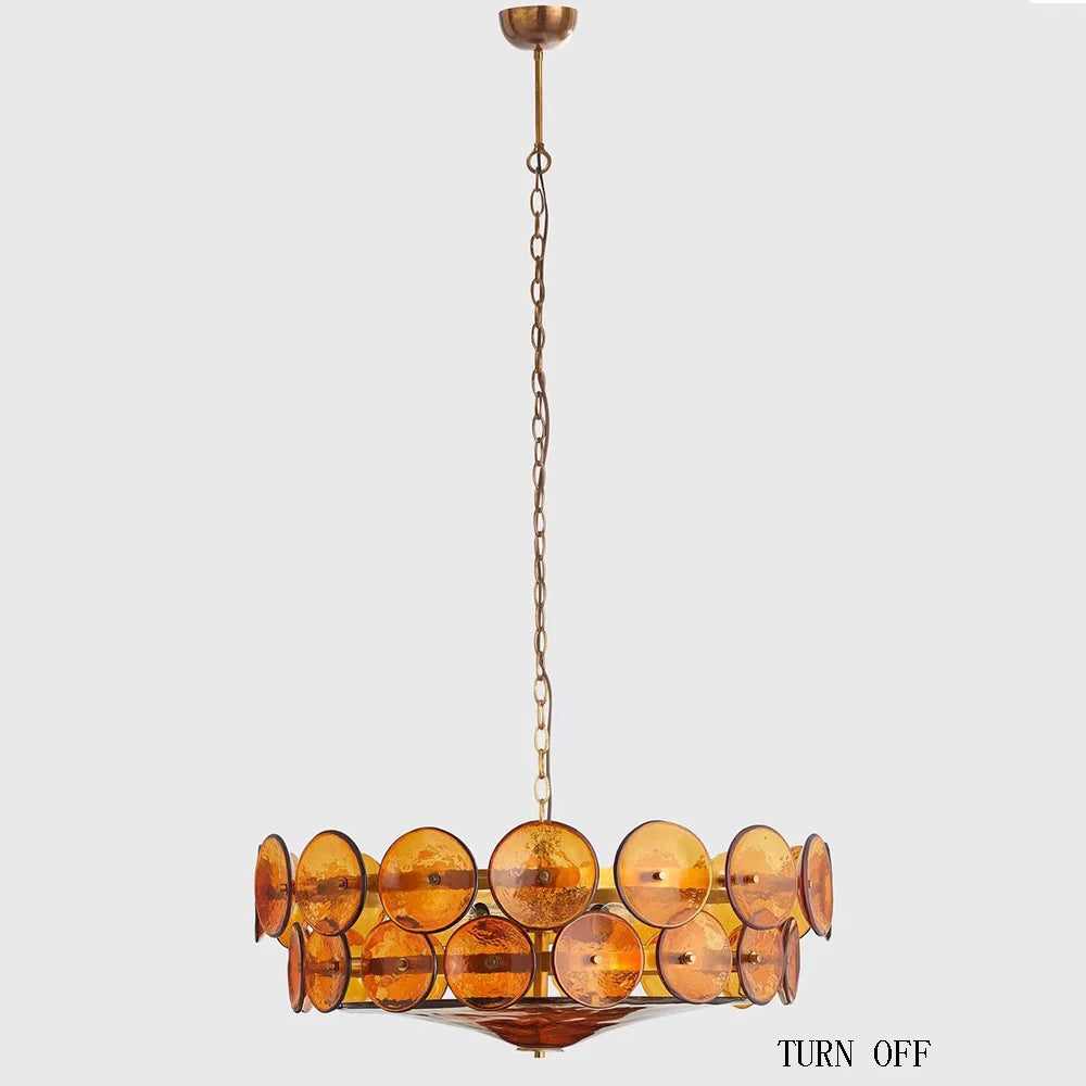 French Murano retro brown glass living room pendant light